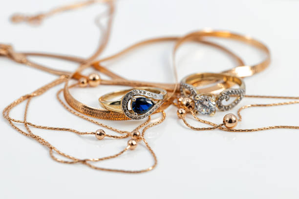istock Women's gold jewelry : ring and chain 1309731166
