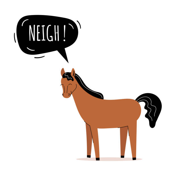 The Cute Horse Says Neigh Farm Animals Speech Bubble Childrens Cards  Childrens Teaching Flat Vector Illustration Stock Illustration - Download  Image Now - iStock