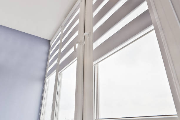 istock Office blinds. Modern jalousie. Office meeting room lighting range control. 1309732888