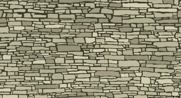 Stone wall pattern Stone squared brick wall seamless texture. Vector illustration. stone wall stock illustrations