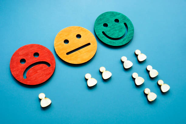 istock Customer satisfaction survey concept. Smile faces and figures. 1309733282