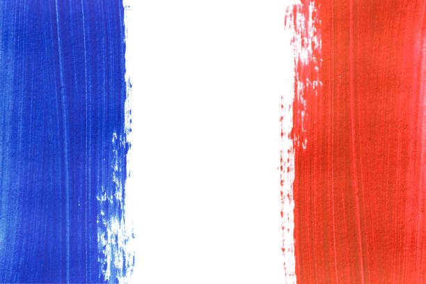 Blue and red paintings on white as national France flag