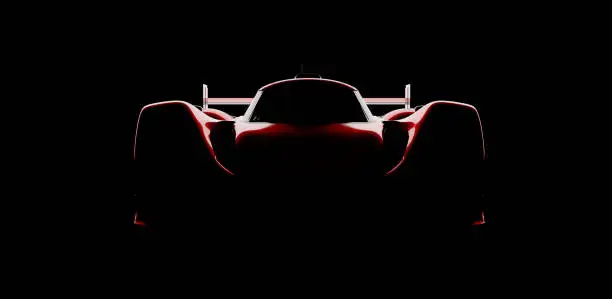 sportscar silhouette on black background, car of my own generic design, legal to use.