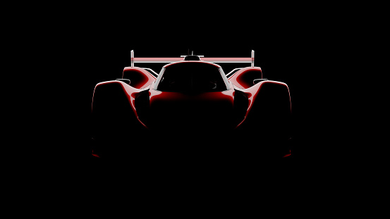 sportscar silhouette on black background, car of my own generic design, legal to use.