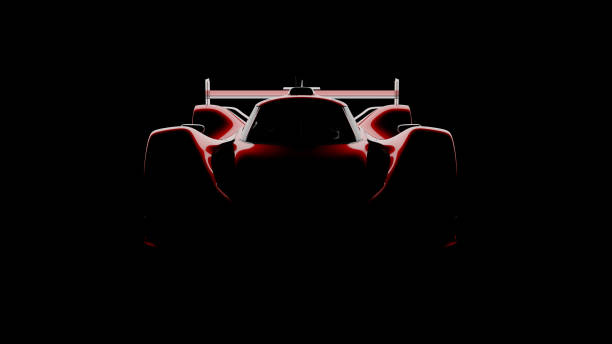 sportscar silhouette on black background sportscar silhouette on black background, car of my own generic design, legal to use. racecar stock pictures, royalty-free photos & images