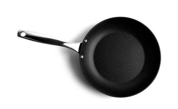 istock Black frying pan isolated on white background 1309735045