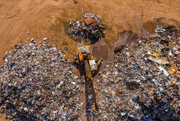 istock Metal recycling center from above 1309736475