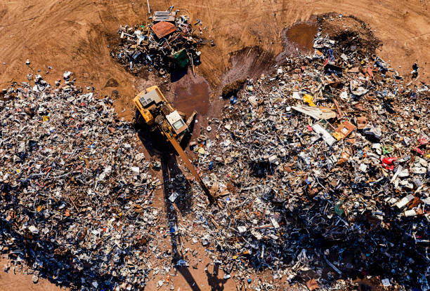 istock Metal recycling center from above 1309741132