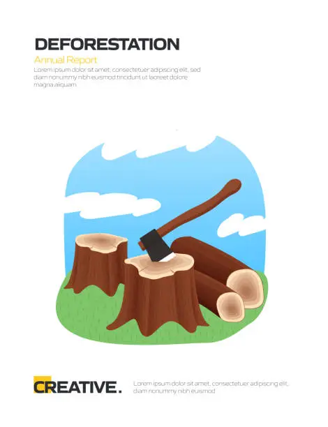 Vector illustration of Deforestation Concept for Posters, Covers and Banners. Modern Flat Design Vector Illustration.