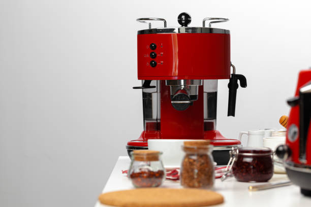 istock Close up of red kitchen .appliances on kitchen table 1309744959