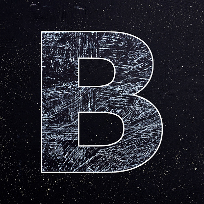 Letter B - alphabet font hand drawn in chalk