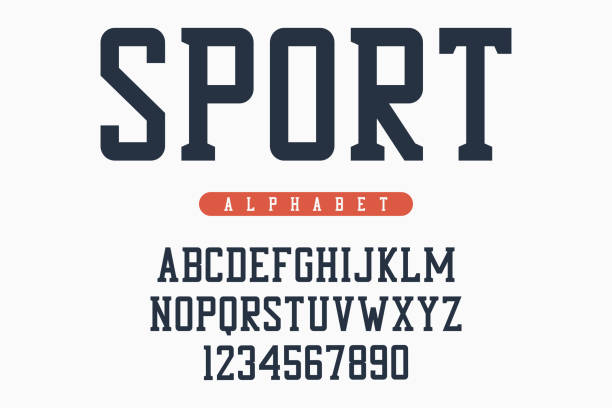 Sport font, original college alphabet. Athletic style letters and numbers for sportswear, t-shirt, university logo. Vintage varsity typeface. Vector Sport font, original college alphabet. Athletic style letters and numbers for sportswear, t-shirt, university logo. Vintage varsity typeface. Vector illustration. athleticism stock illustrations
