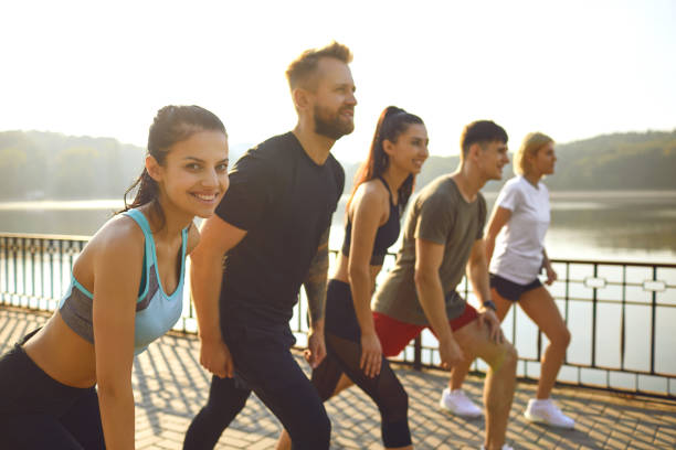 istock A group of athletes running in the park. 1309747253