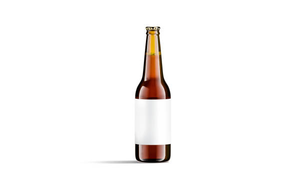istock Blank brown glass beer bottle with white label mock up 1309749604