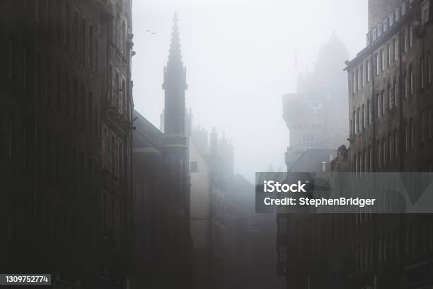 Moody Royal Mile Edinburgh Scotland Stock Photo - Download Image Now - Edinburgh - Scotland, Scotland, UK