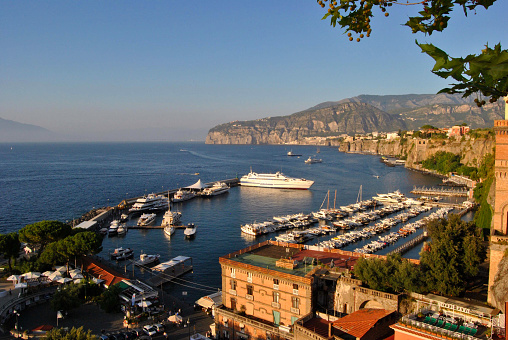 High angle view of Sorrento's marina at summer