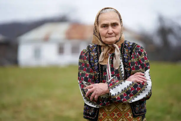 Photo of Old Romanian woman outdoor
