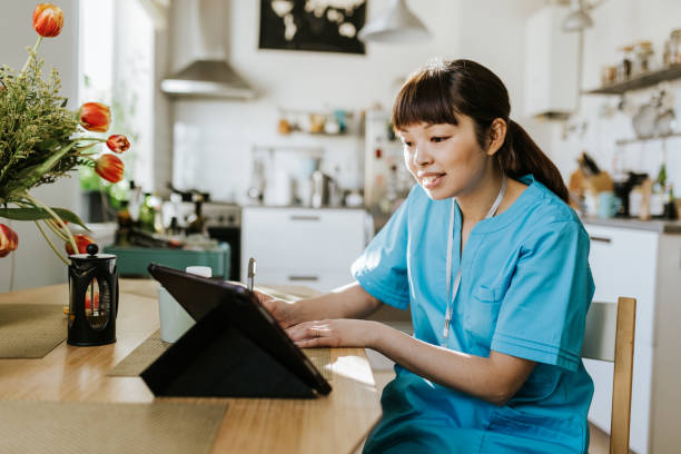 Healthcare worker on video call with a patient
