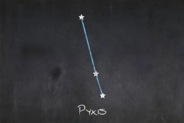 Blackboard with the Pyxis constellation drawn in the middle.