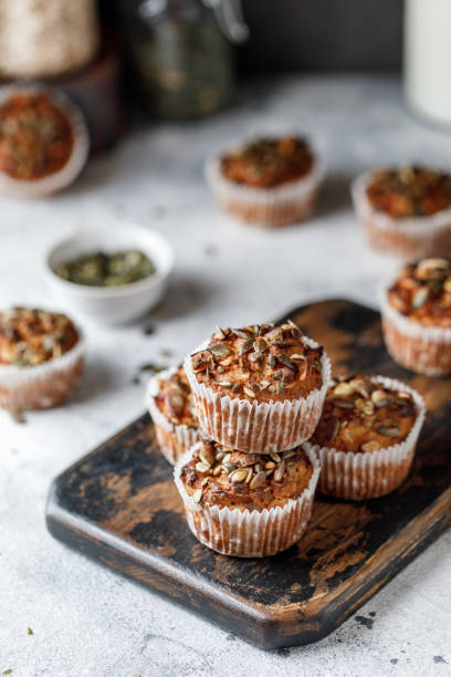 istock Apple muffins with whole grain flour with pumpkin seeds 1309758041
