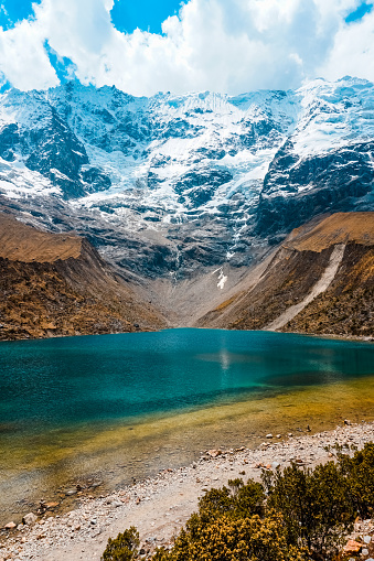 Beautiful Humantay Lagoon, located in the department of Cusco, Peru.