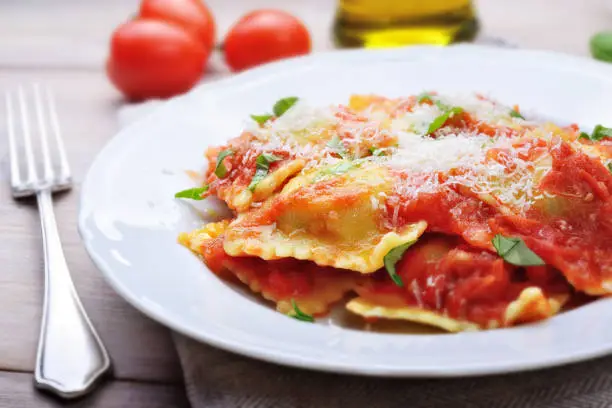 Stuffed egg pasta, traditional recipe of Italian cuisine.