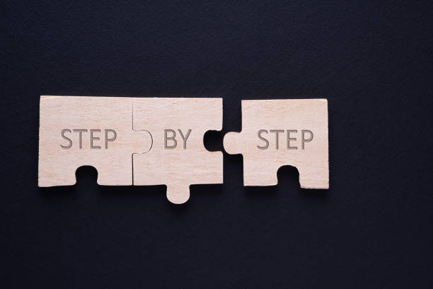 istock Wooden puzzles with word Step By Step 1309765951