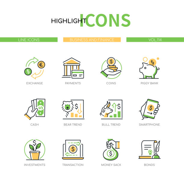Business and finance - line design style icons set vector art illustration