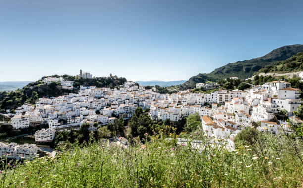 Casares, Malaga. General view. Casares. Typical Andalusian white town in the province of Malaga. casares photos stock pictures, royalty-free photos & images