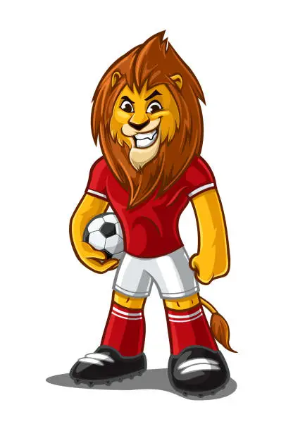 Vector illustration of lion mascot for soccer team