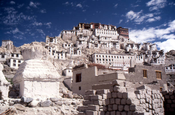 Leh, Lakakh India - Old Palace The historic old city of Leh in the province of Ladakh in the Himalayas in north India. leh district stock pictures, royalty-free photos & images