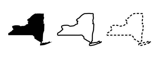 штат нью-йорк изолирован на белом фоне, сша карте - new york stock illustrations