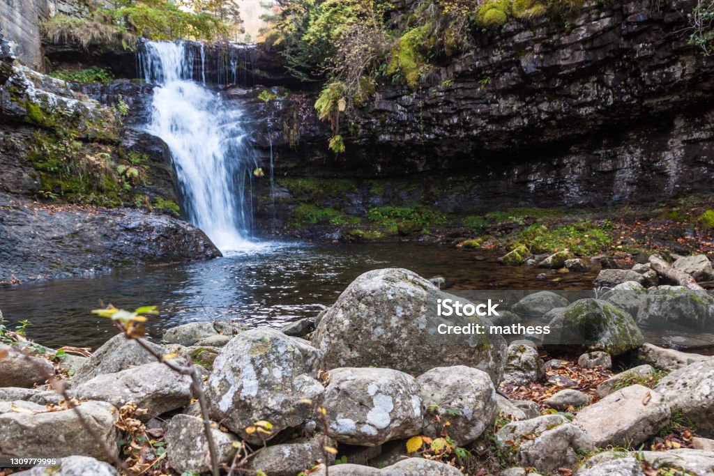 Cascades of a stream Puente Ra, natural park Sierra de Cebollera, Spain Cascades of a stream Puente Ra, natural park Sierra de Cebollera, Spai Boulder - Rock Stock Photo