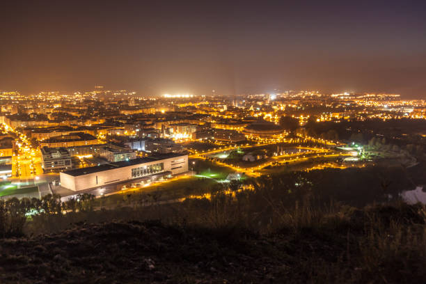 istock Night aerial view of Logrono, Spain 1309780023