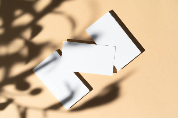 istock Blank white businesscard on beige background with creative floral shadow 1309780048