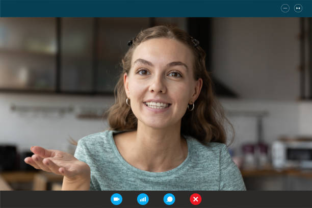 istock Beautiful young woman involved in online distant talk. 1309784519