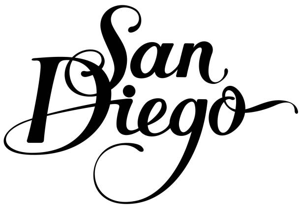 San Diego - custom calligraphy text Vector version of my own calligraphy san diego stock illustrations