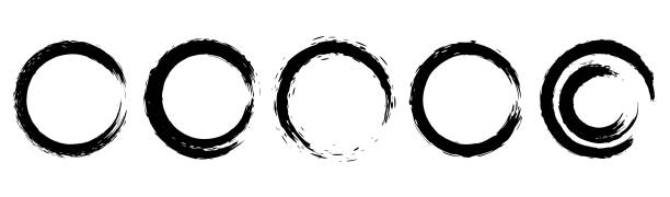 istock Set of grunge circles from brush strokes. Design element for poster, emblem, sign. Vector illustration 1309787336