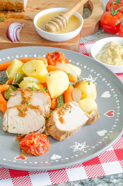 Honey mustard roasted pork tenderloin