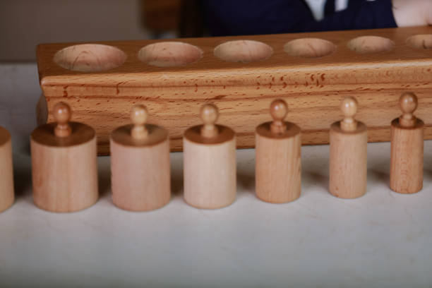 istock montessori sensorics cylinder block low to high and color blue box with cylinders 1309787907