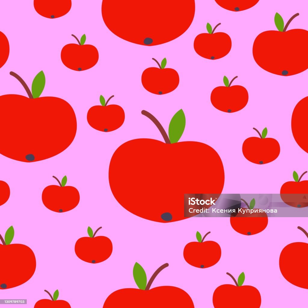 Seamless Pattern Red Apple Green Leaf Pink Background Vegan Or Vegetarian  Healthy Lifestyle Nature And Ecology Agriculture And Gardening Post Cards  Wallpaper Textile Wrapping Paper Print Stock Illustration - Download Image  Now -