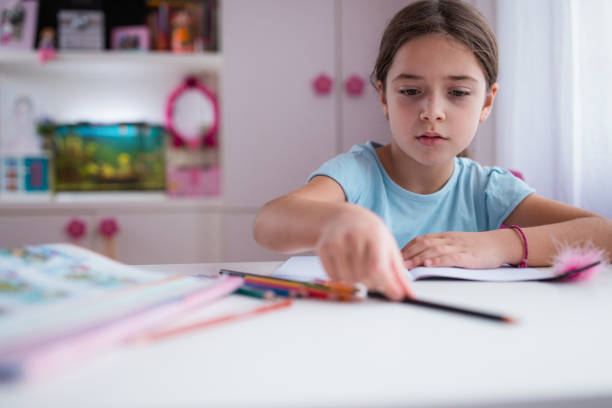 istock Girl doing homework at home 1309789781