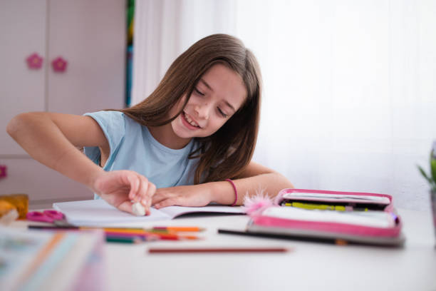 istock Girl doing homework at home 1309789784