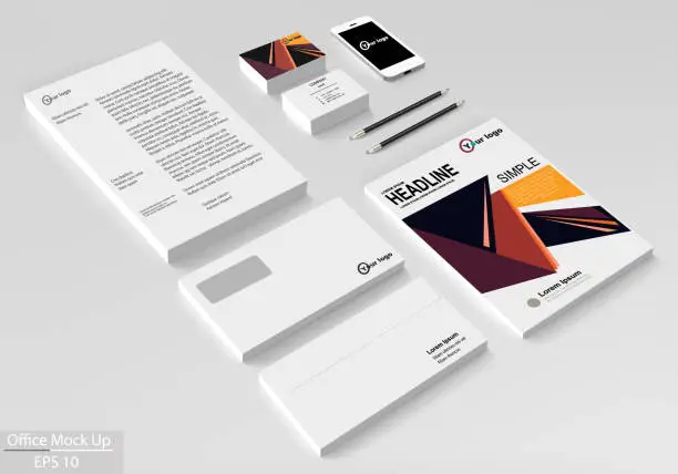 Vector illustration of Business corporate identity template set. Vector mock up for office.