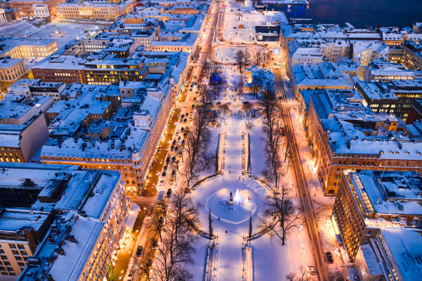 Esplanade park with Christmas decoration, Helsinki, Finland.