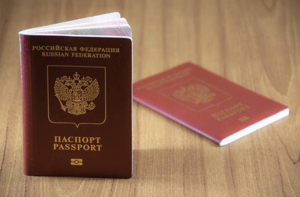 istock Russian passport on a wooden background 1309793563