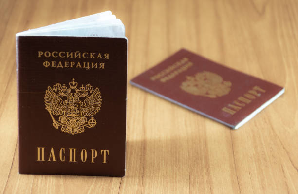 istock Russian passport on a wooden background 1309794078