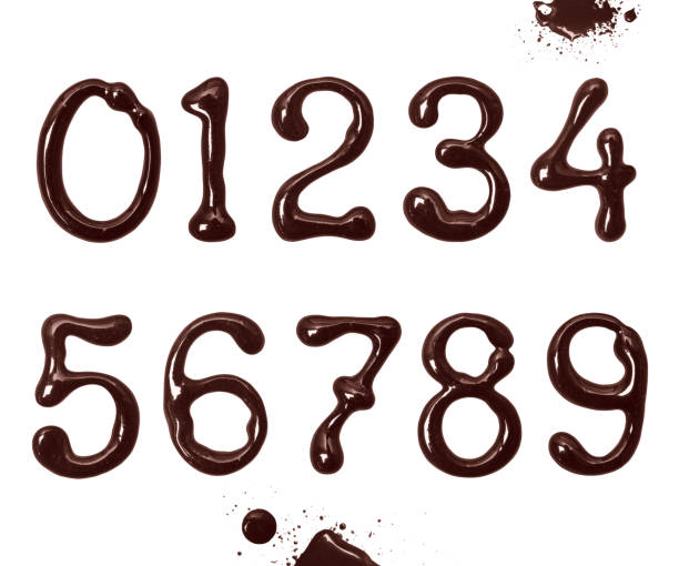istock Glossy numbers made of chocolate, isolated on a white background (part 2. numbers) 1309796364