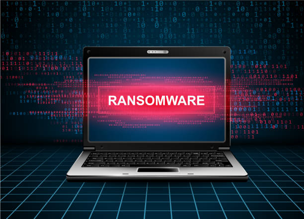 Laptop - "Ransomware" Laptop - "Ransomware" ransomware stock illustrations