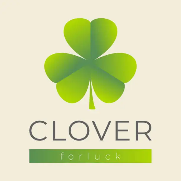 Vector illustration of Abstract green clover logo four leaves heart shape,icon irish shamrock luck,sign ecological business company,symbol nature eco.Graphic design template.Simple clean vector logotyp isolated illustration